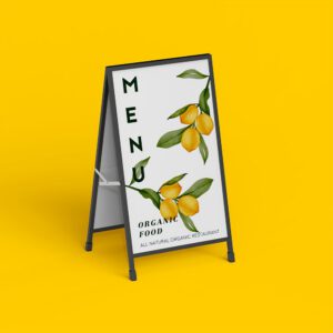 metal a frame stand with foam or forex board