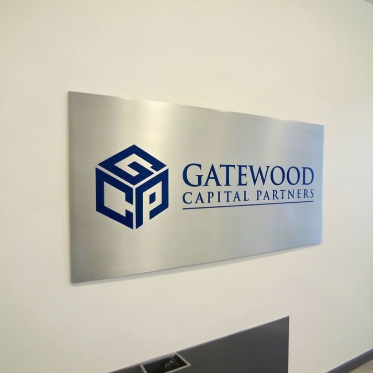 Office sign board with company logo