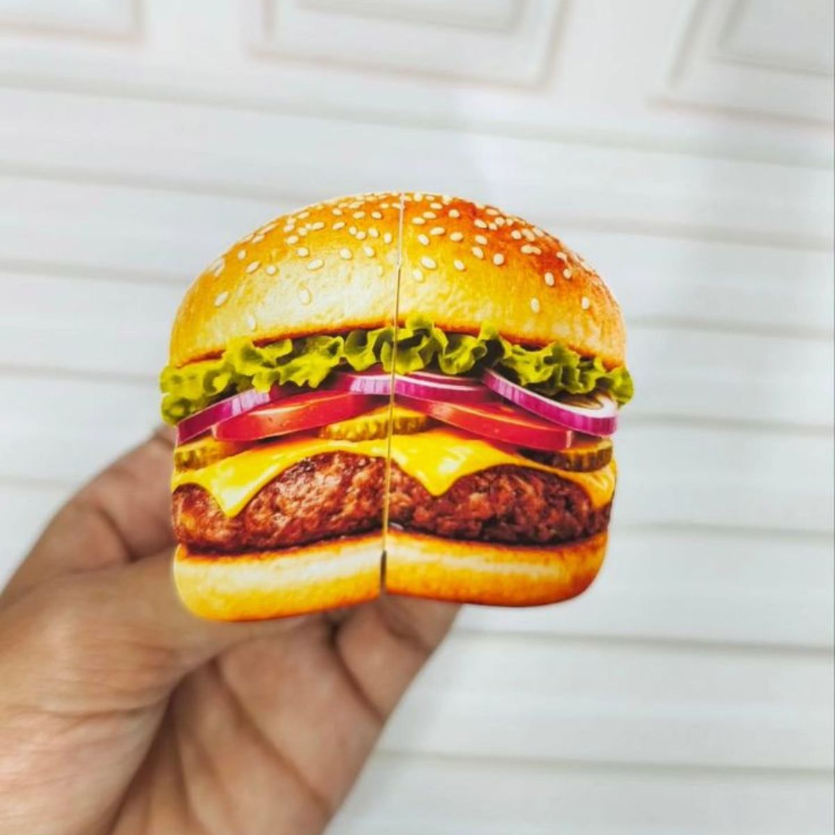 die cut cards burger shape closed view