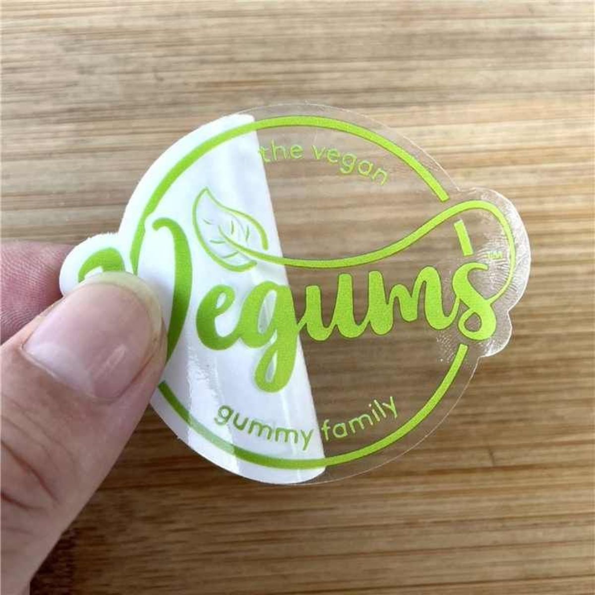 Clear transparent sticker with logo print
