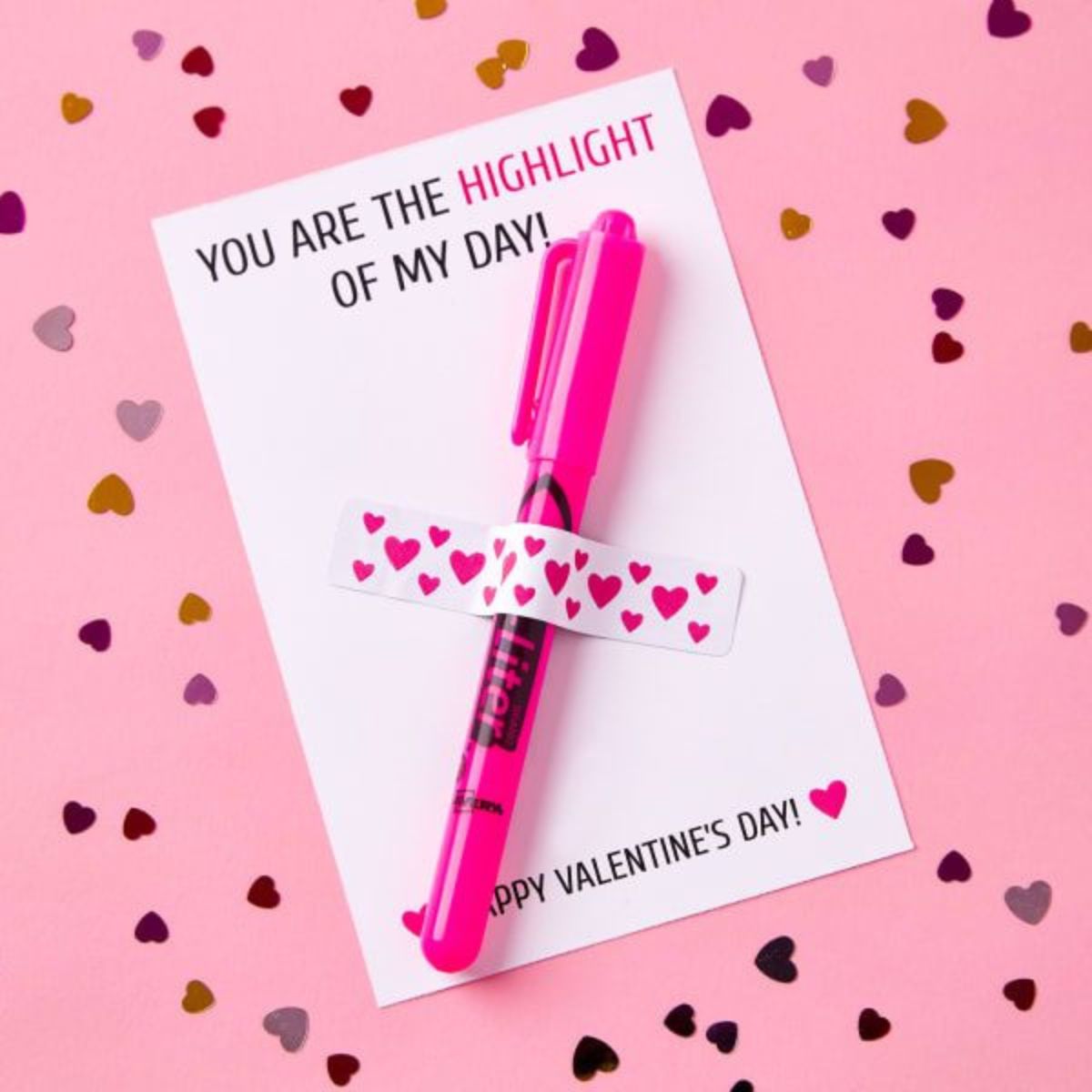 Product holder card with pen taped to it
